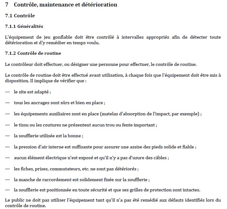 Controle de routine structure gonflable