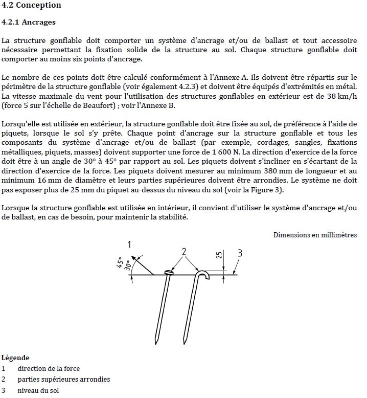 Ancrage structure gonflable